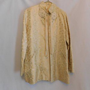 Vintage Asian silk cream and gold jacket L